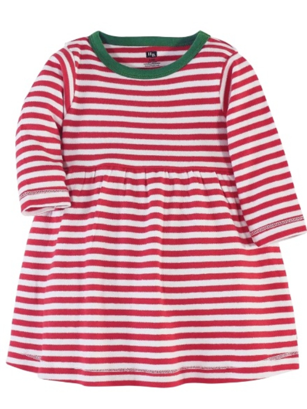 Hudson Baby Striped Red & White Dress with Green Trim NWT